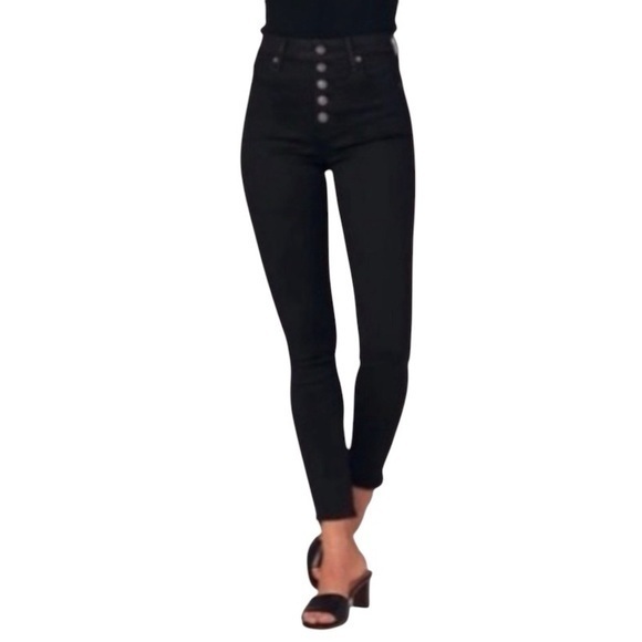 Abercrombie & Fitch High-Rise Super Skinny Fray Hem Ankle Curve Love - Picture 1 of 8